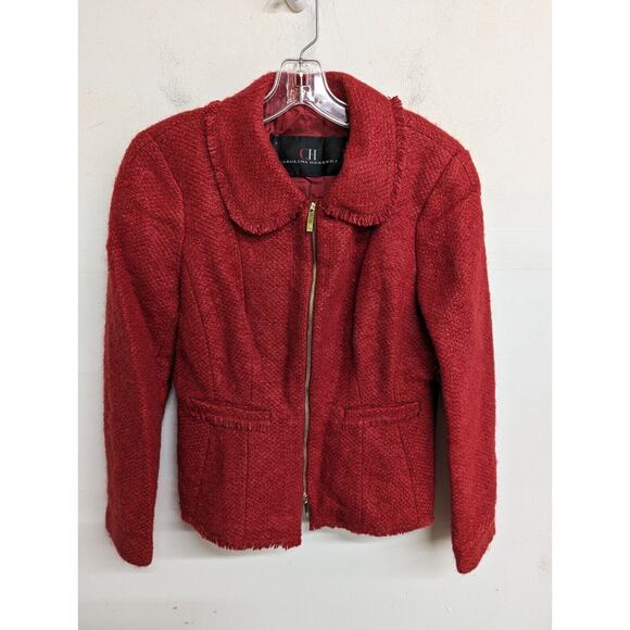 Carolina Herrera Women's Tweed Jacket Peter Pan Collar Mohair/Wool/Silk Size 8